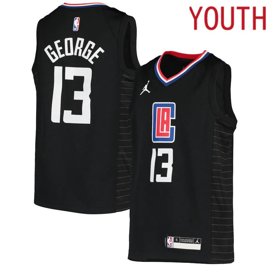 Youth Los Angeles Clippers #13 Paul George Jordan Brand Black Swingman Player NBA Jersey